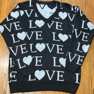 Black “Love” V Neck Sweater
